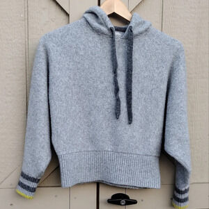 PRINGLE OF SCOTLAND X HM Collab Wool Blend Drawstring Hooded Sweater Cropped S